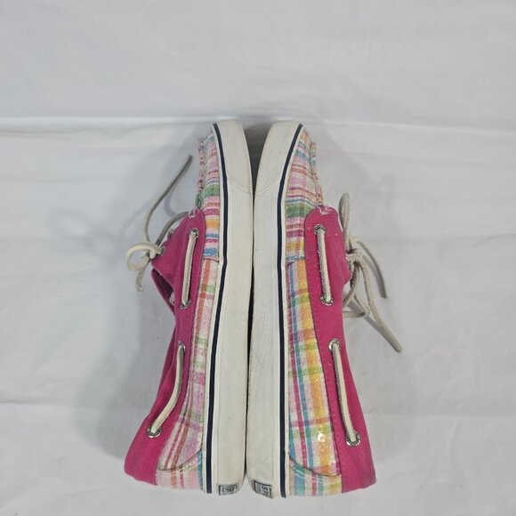 Sperry Top Sider Plaid Sequin Boat Shoes Women Size 9 Pink Pastel Coastal Preppy - Picture 7 of 10